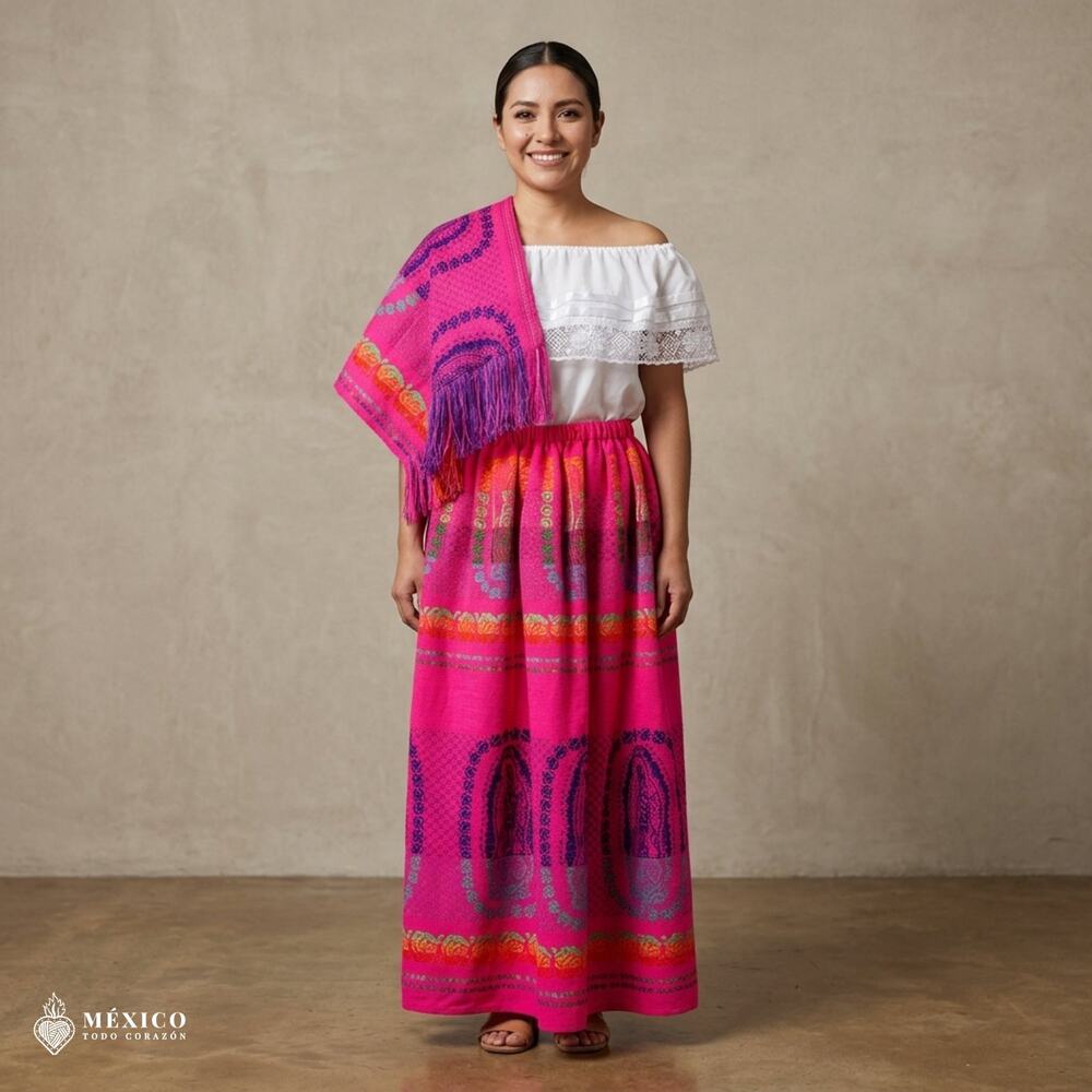 Traditional Mexican Floral Cambaya Dress Set – Handmade Three-Pieces